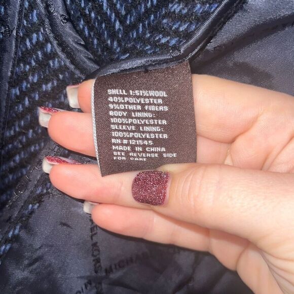 ✨Michael Kors Men's Blue Pike Slim-Fit Wool-Blend Coat Jacket Size Large✨ - Picture 7 of 9